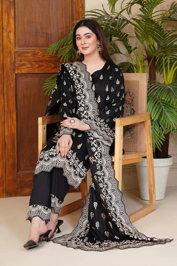3PC Embroidered stitched Kotail Linen Suit KKTE-3653 - Embroidered - KHAS STORES US -